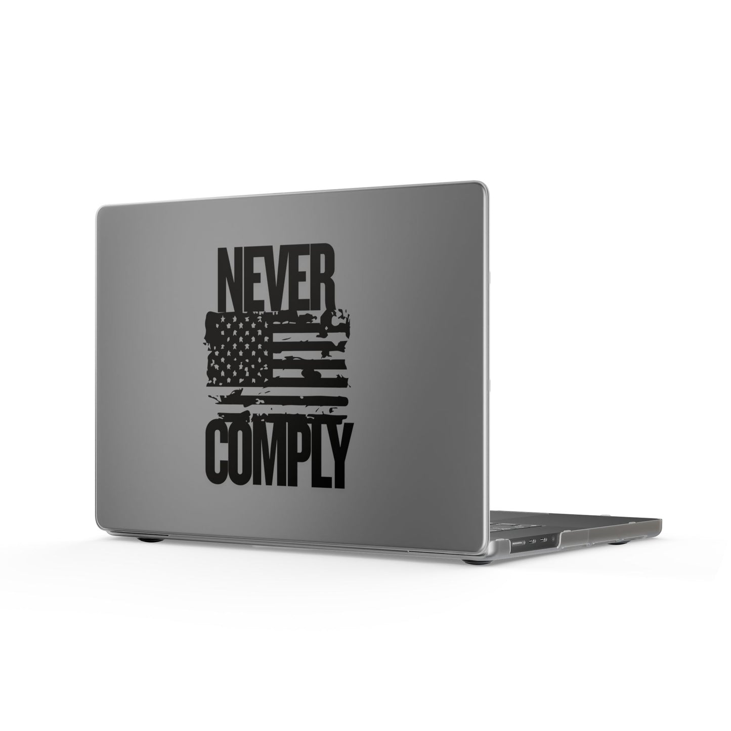 Never Comply Matte MacBook Case – Distressed American Flag Laptop Cover