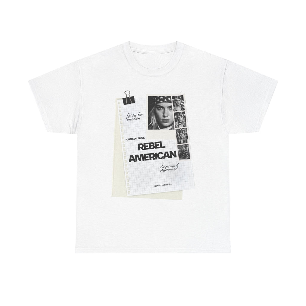 Rebel American Graphic Woman T-Shirt — Millennial Style Patriotic Tee