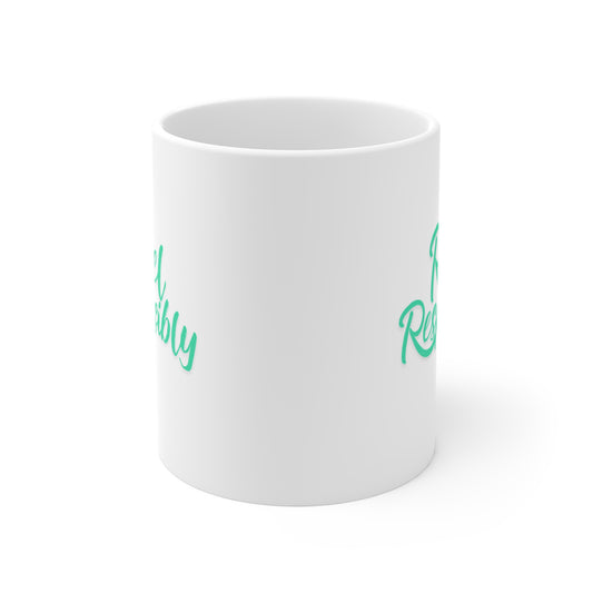Patriotic Rebel Responsibly 11oz Mug — Teal Script Coffee Cup