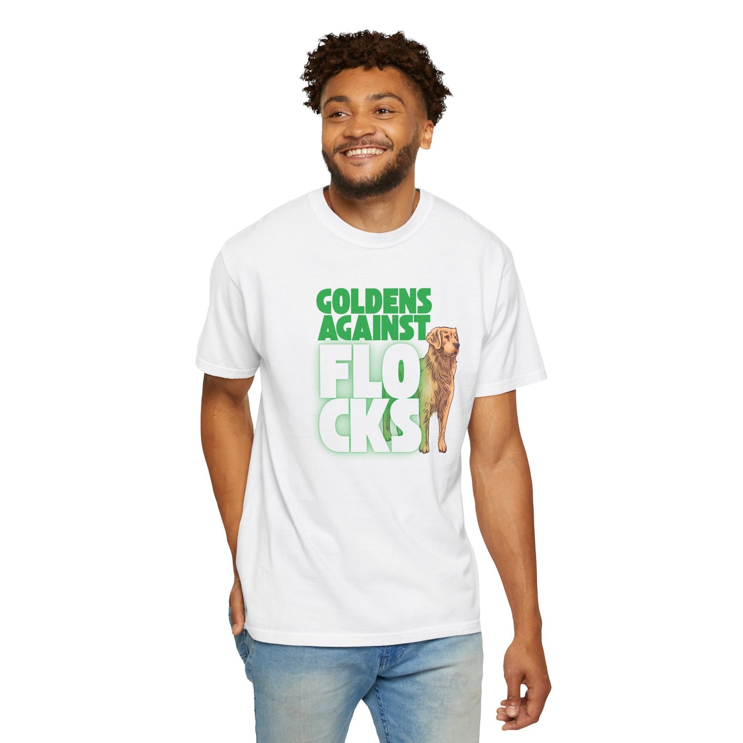 Goldens Against Flocks T-Shirt — Funny Golden Retriever Dog Tee