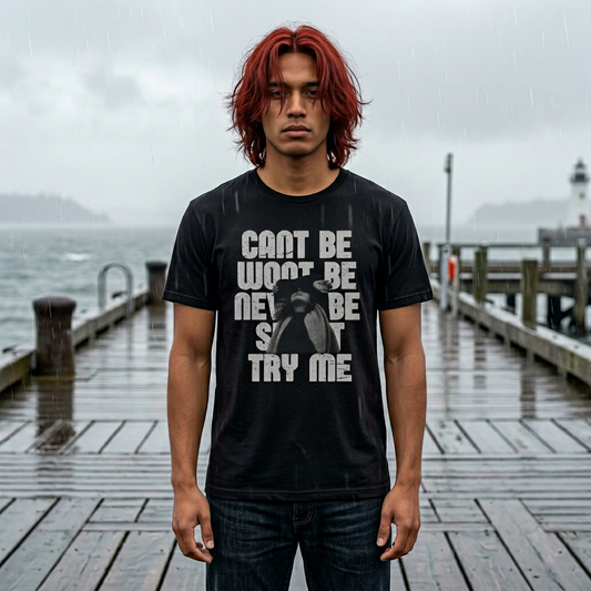 Vintage Grunge 'Can't Be, Won't Be, Try Me' Graphic T‑Shirt