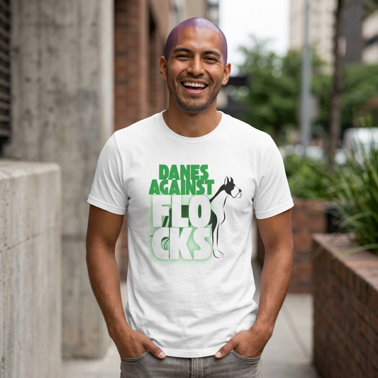 Danes Against Mass Surveillance Graphic Tee — Funny Great Dane Shirt for Dog Dad or Dog Mom