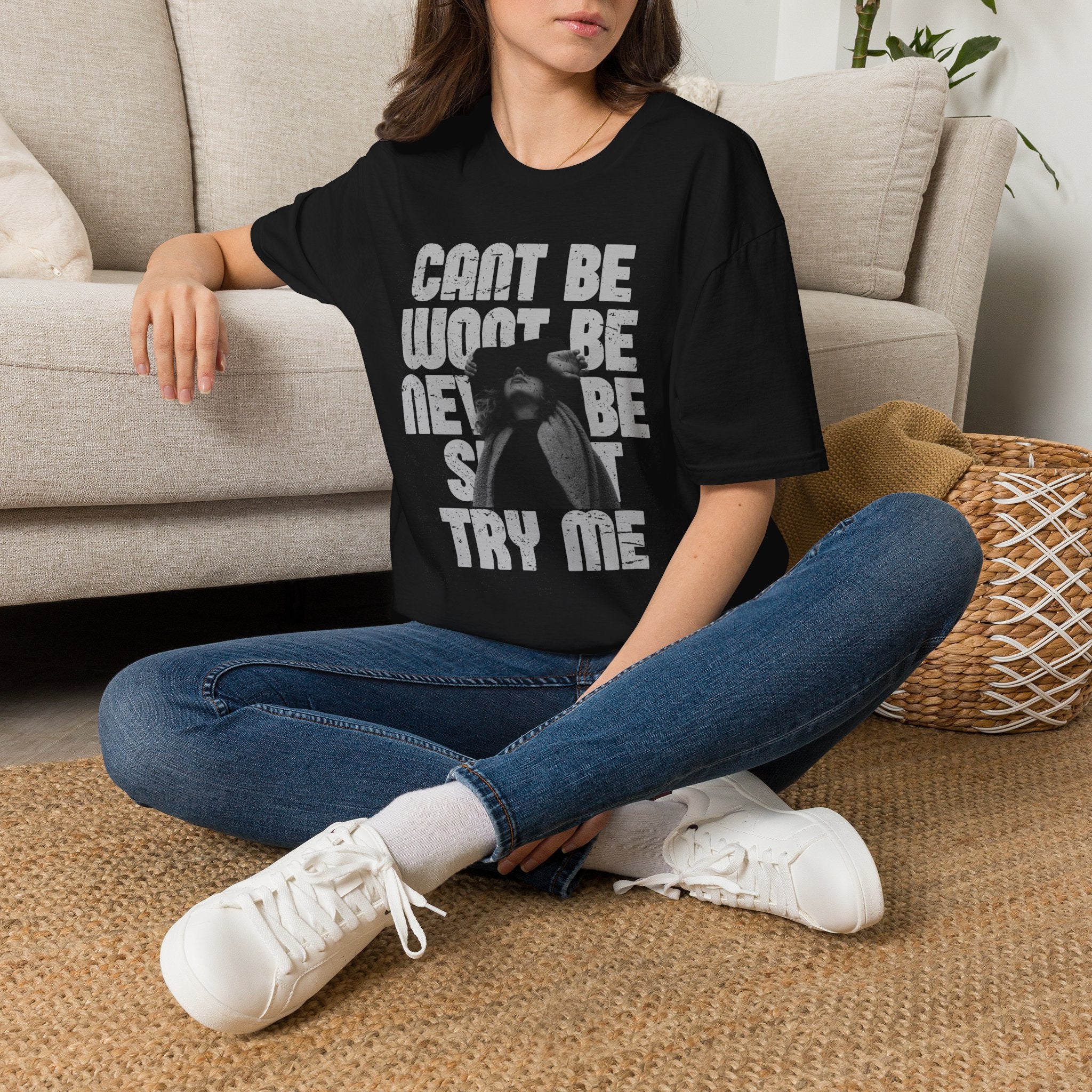 Vintage Grunge 'Can't Be, Won't Be, Try Me' Graphic T‑Shirt