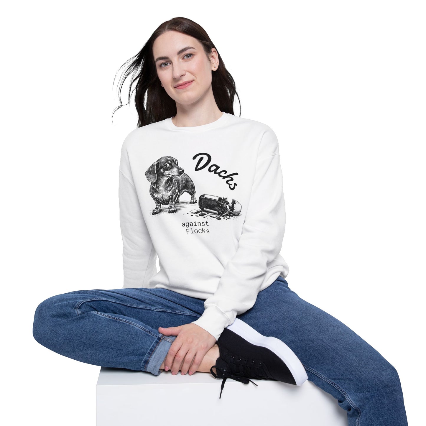 Funny Dachshund Political Humor Drop Shoulder Sweatshirt