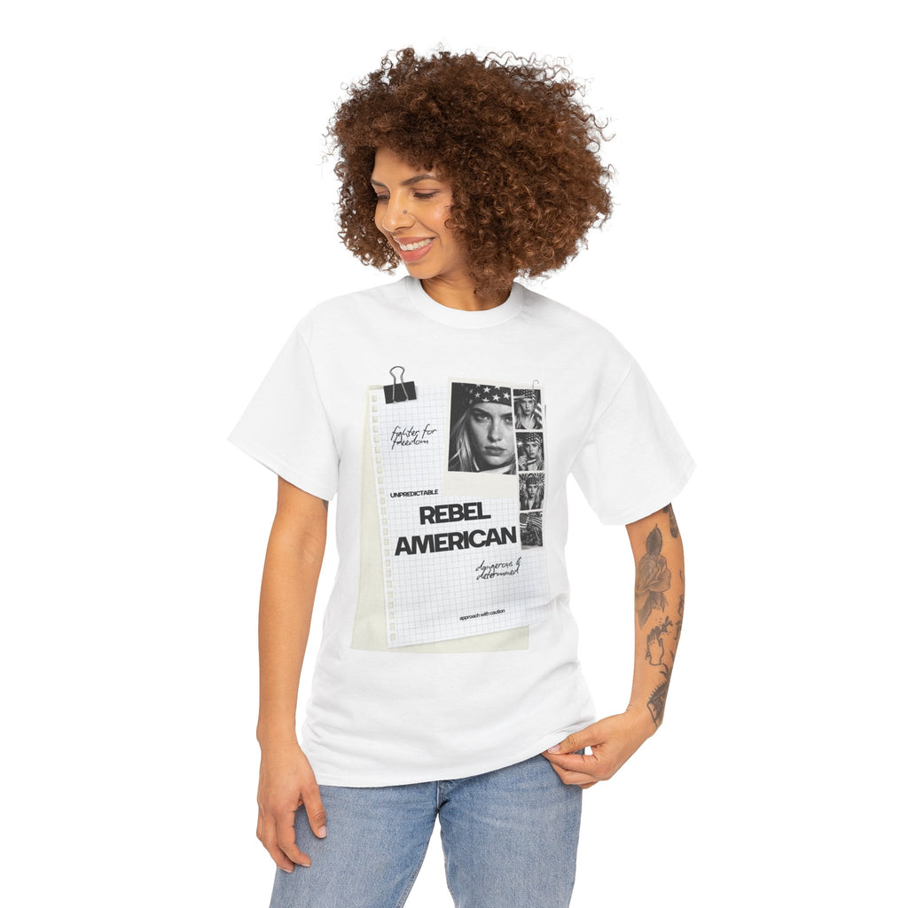 Rebel American Graphic Woman T-Shirt — Millennial Style Patriotic Tee