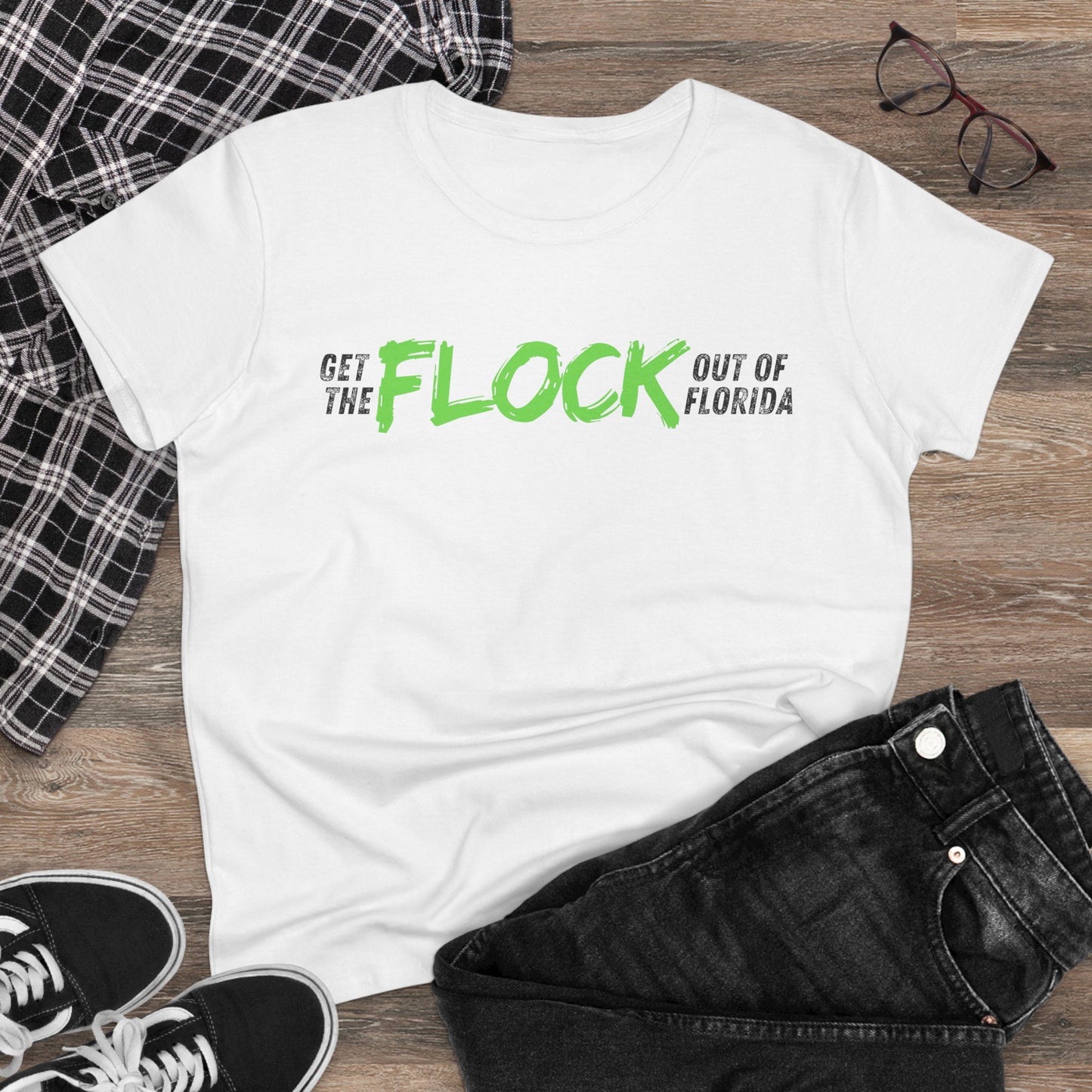 Women's Tee — "Get the Flock Out of Florida" Graphic Shirt