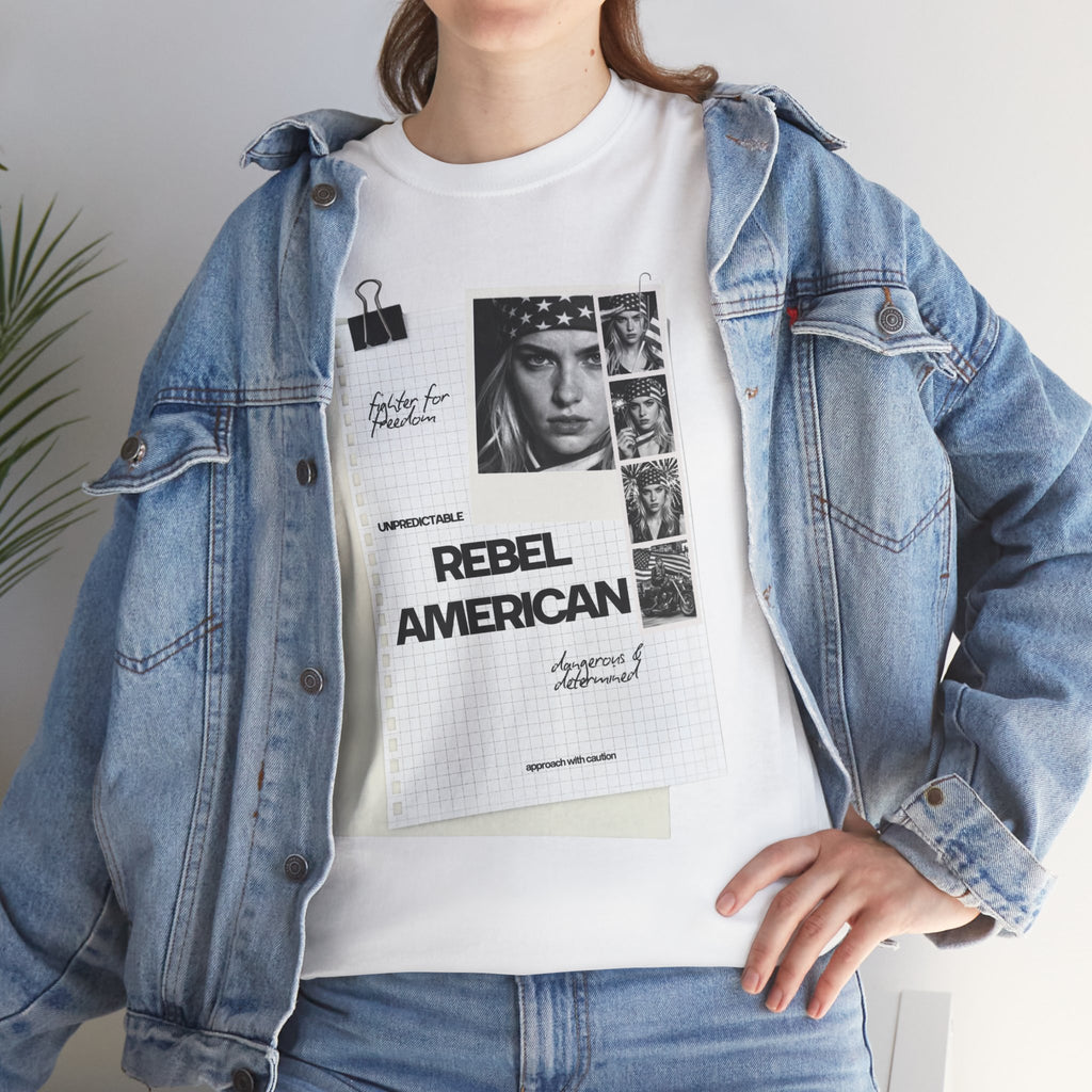 Rebel American Graphic Woman T-Shirt — Millennial Style Patriotic Tee